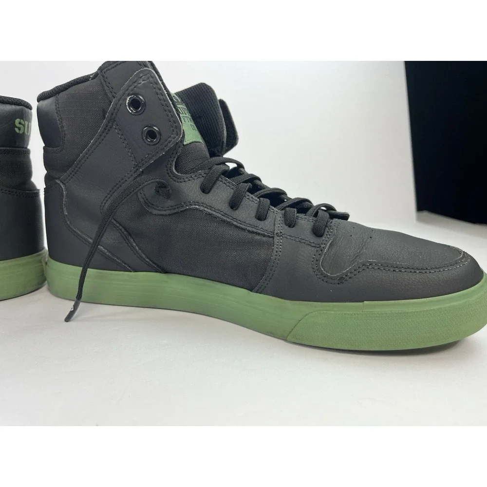 SUPRA Vaider high-top Skate Shoes Black Green Canvas Men's Size 9